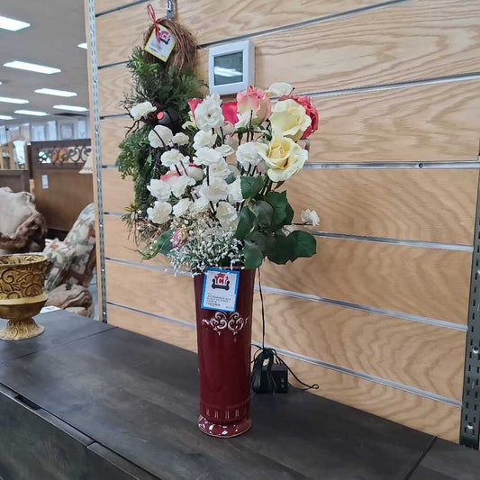 SILK PLANT WITH RED VASE BL