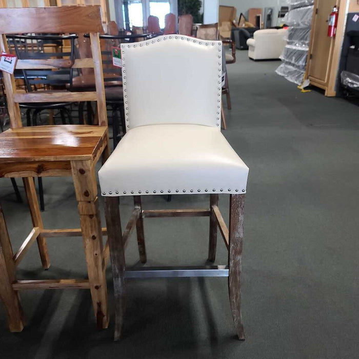 WHITE LEATHER STOOL BLH