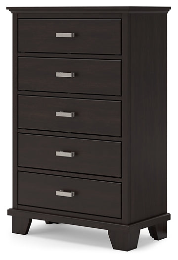 Covetown Full Panel Bed with Mirrored Dresser, Chest and 2 Nightstands