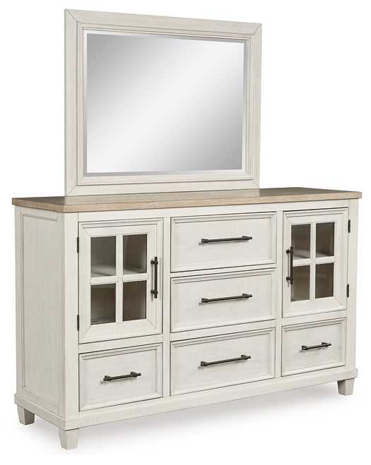 Shaybrock King Panel Bed with Mirrored Dresser