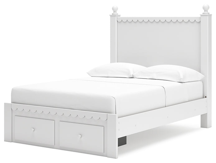 Mollviney Full Panel Storage Bed with Mirrored Dresser and 2 Nightstands