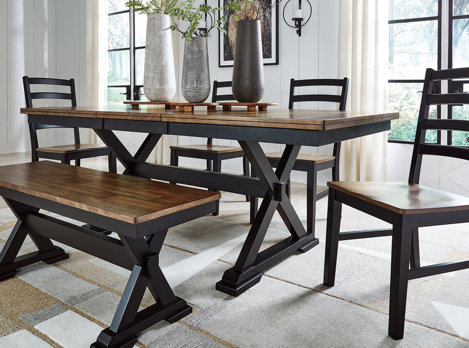 Wildenauer Dining Table and 4 Chairs and Bench