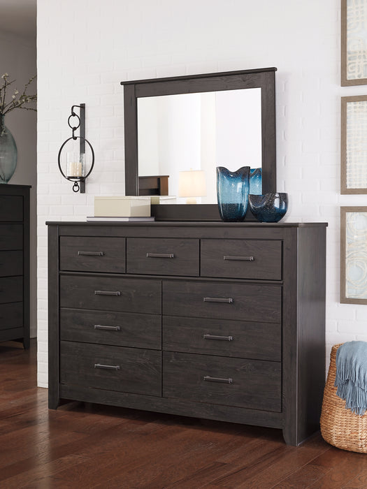 Brinxton King Panel Bed with Mirrored Dresser