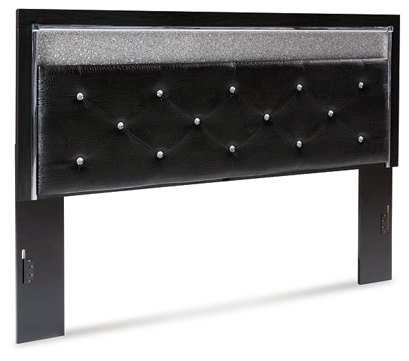 Kaydell King Upholstered Panel Headboard with Mirrored Dresser