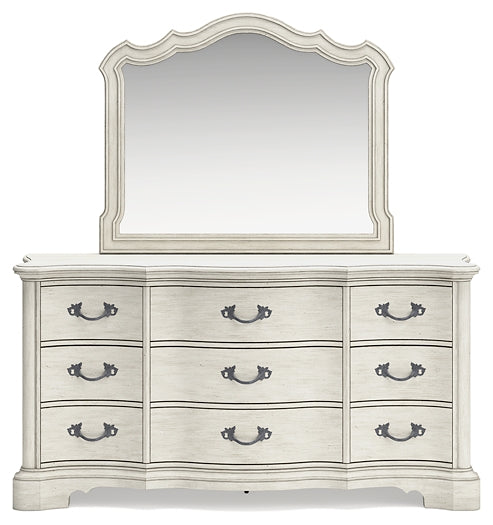 Arlendyne Queen Upholstered Bed with Mirrored Dresser