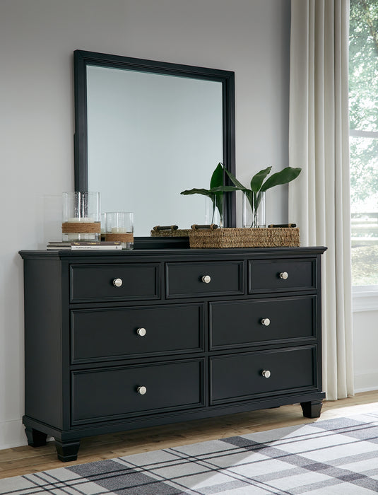 Lanolee Twin Panel Bed with Mirrored Dresser and Chest