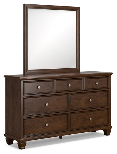 Danabrin King Panel Bed with Mirrored Dresser and Nightstand