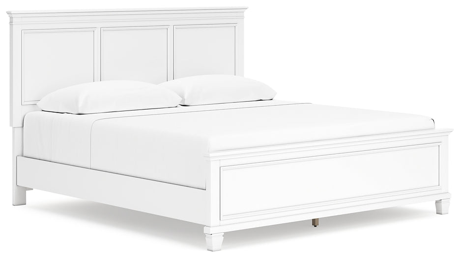 Fortman King Panel Bed with Mirrored Dresser and Chest