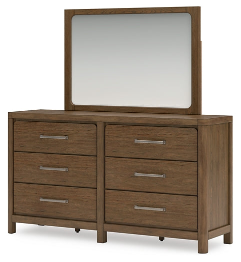 Cabalynn Queen Upholstered Bed with Mirrored Dresser and Nightstand