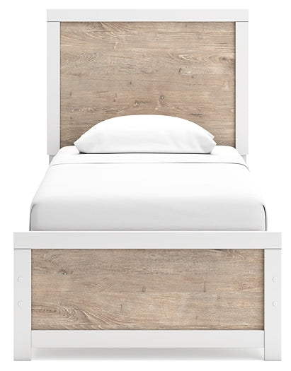 Charbitt Twin Panel Bed with Mirrored Dresser and Nightstand